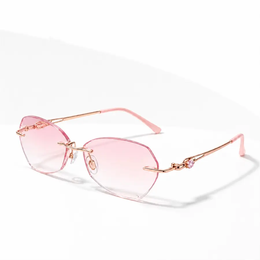 Pink Rimless Reading Glasses for Women, +1.00 to +4.00 Readers with Adjustable Nose Pads for Books, Phones and Small Print