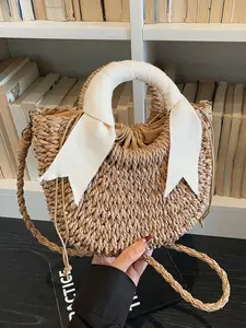 Fashion Straw Woven Bag Handbag Plain Color Casual Versatile Shoulder Crossbody Bag, Stylish Lightweight Design for Everyday Use, Chic Bag
