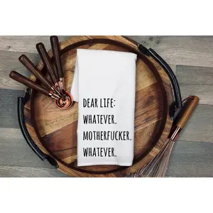 Dear Life: Whatever. Tea Towel | Kitchen Towel | Flour Sack Dish Cloth | Housewarming Gift | Farmhouse Decor | Home Sweet Home, christmas gift, gift for her