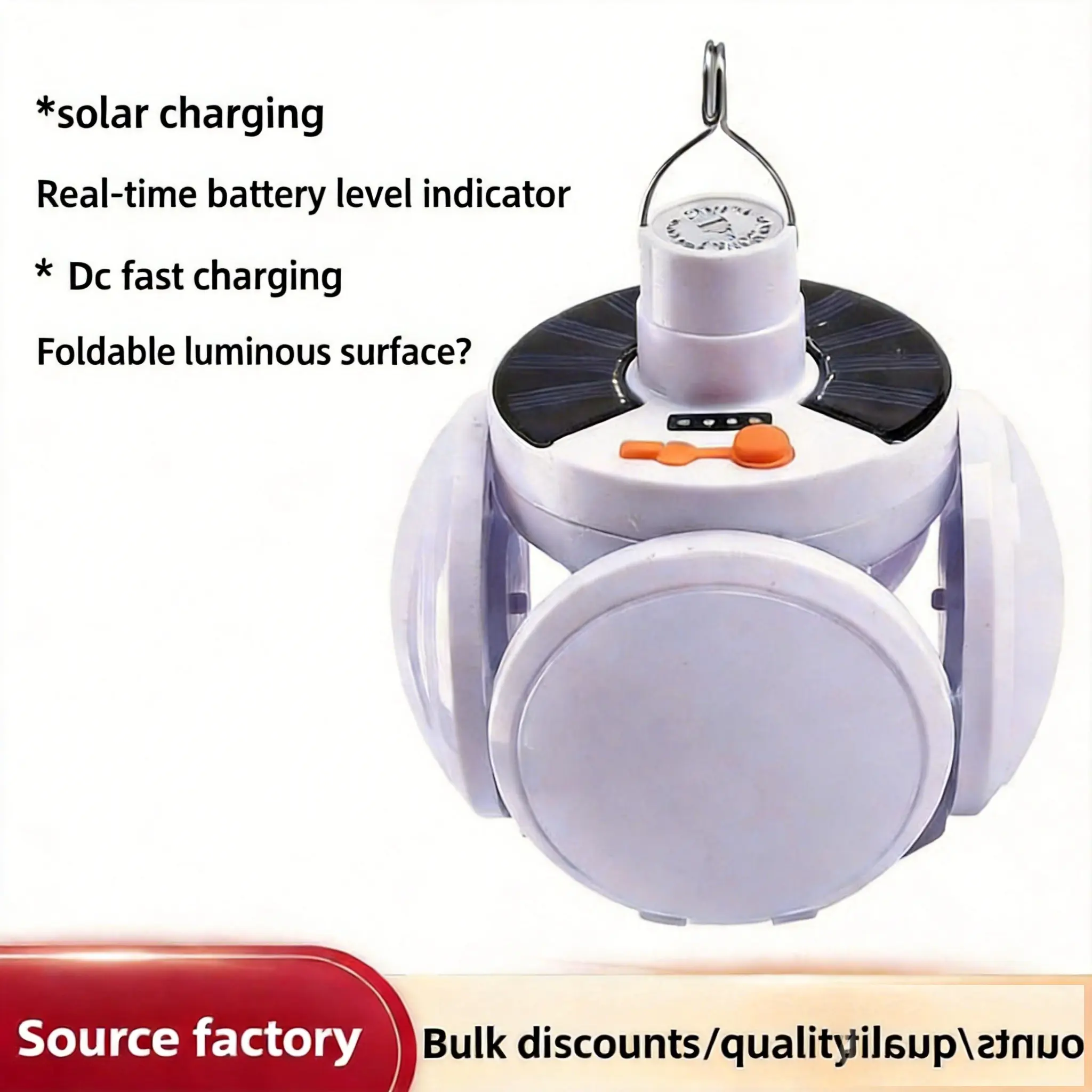 Foldable LED Flashlight Lantern, High Lumen Rechargeable Solar Light with 5 Modes & USB Charge, Portable Gear for Outdoor Camping and Emergency Prep, Flashlight Emergency Light, Solar Lanterns, Built-In Flashlight Lanterns