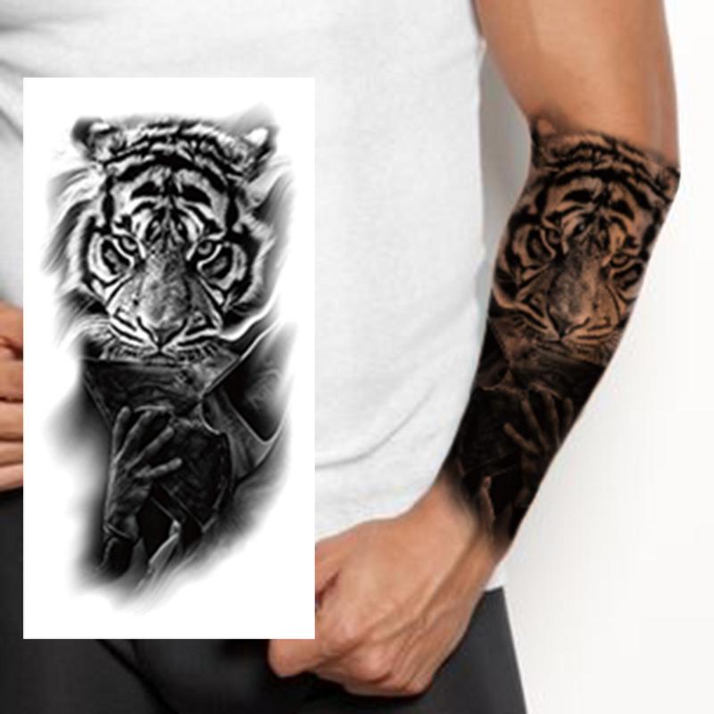 Lions & Wolf Pattern Temporary Tattoo Sticker, 8 Counts/set Long Lasting Fake Hand Tattoo Sticker, Body Art Decoration for Adults Men  & Women, Waterproof Temporary Tattoos
