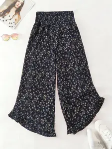 Women's Small Floral Print Loose Casual Wide Leg Pants Boho, Comfortable and Stylish Everyday Wear, Perfect for Leisure and Daily Activities