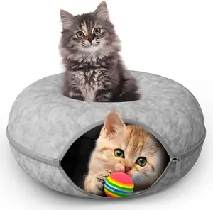 Peekaboo Cat Cave, Cat Tunnel for Indoor Cats, Cat Donut Tunnel, Round Cat Tunnel, Cat Hideaway Bed, Cat Circle Tunnel, Cat Ring Tunnel