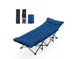 Folding Camping Cot with Mattress, Heavy Duty Folding Sleeping Cot, Portable bed Cots for Traveling, Camp, Blue