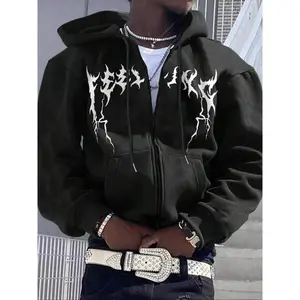 Unisex Hooded Zipper Cardigan, Loose-Fitting Long Sleeve Jacket, Trendy Streetwear, Fashionable Casual for Fall & Winter