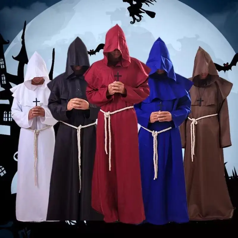 Christmas Medieval Christian Friar Priest Robes Witch Wizard Cloak Cape Party Death Ghost Vampire Devil Cosplay Costumes