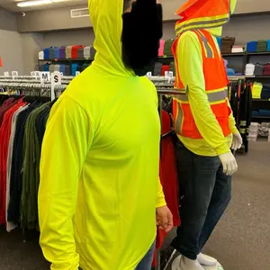 Hoodie long sleeve T-Shirt 100% polyester material fits to size quick dry good for UV sun protection