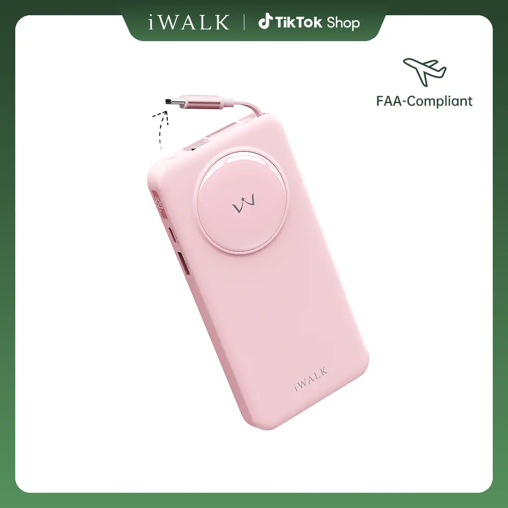iWALK Slim 10000mAh Compact Portable Power Bank Charger - 30W PD, Quick Charge 3.0, Retractable USB-C Fast Charging Cable, Lightweight Rechargeable Battery for iPhone 17/16/15 Pro Max, Smartphones, Electronics Accessories - Outdoor Use, Smartphone summerw