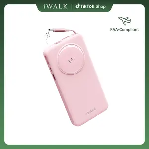 iWALK Slim 10000mAh Compact Portable Power Bank Charger - 30W PD, Quick Charge 3.0, Retractable USB-C Fast Charging Cable, Lightweight Rechargeable Battery for iPhone 17/16/15 Pro Max, Smartphones, Electronics Accessories - Outdoor Use, Smartphone summerw