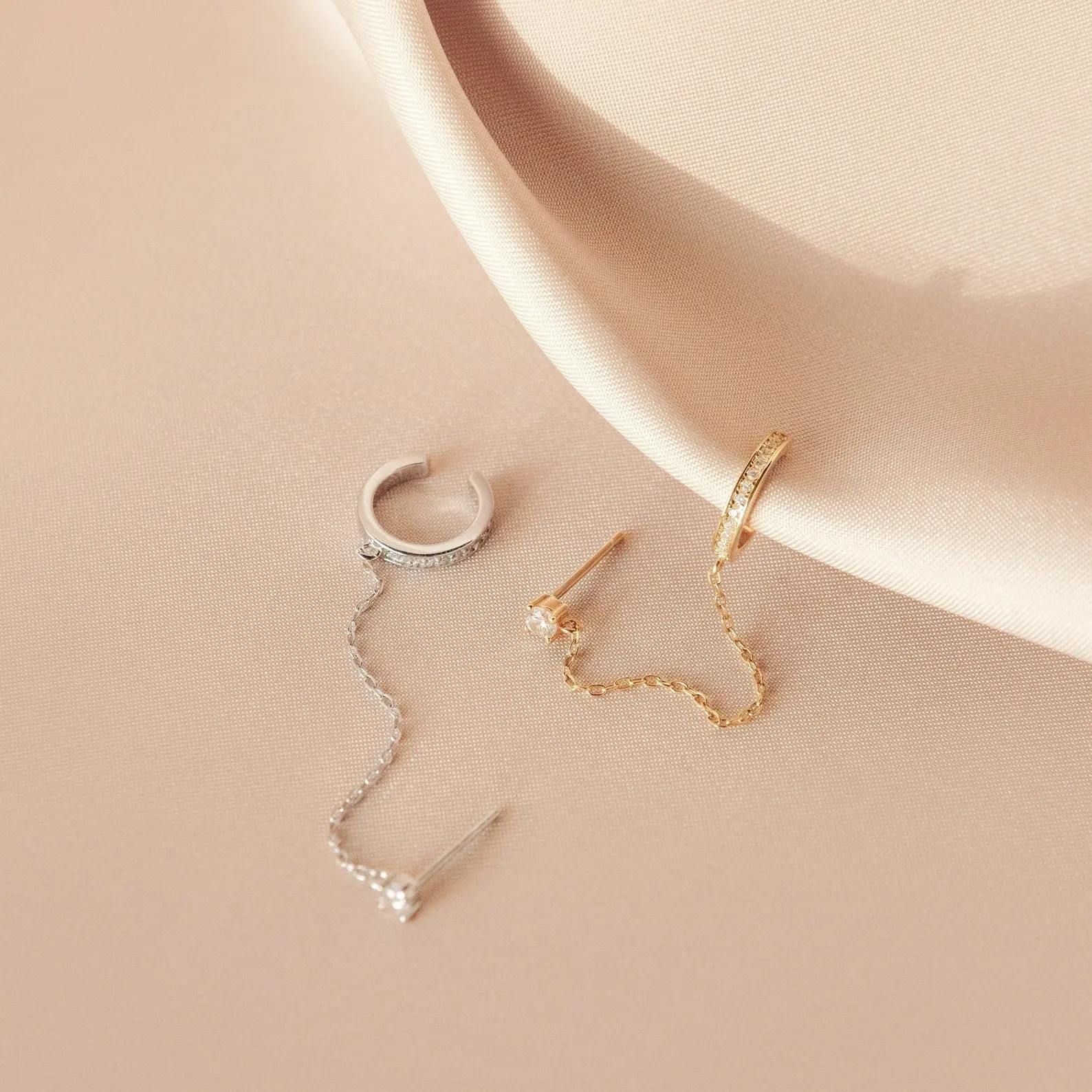 Pave Chain Ear Cuffs by Caitlyn Minimalist