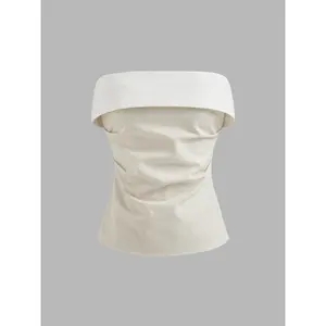 Cider [size 2-10] Linen-blend Solid Ruched Tube Top