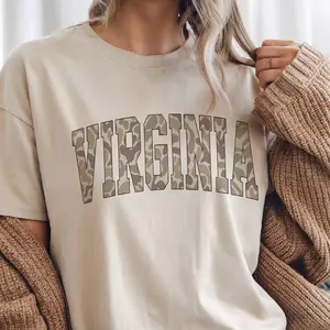 Camo State Name Beige Tees State College Varsity Name Tshirts Varsity Camouflage State T-Shirts Varsity Collage Tees