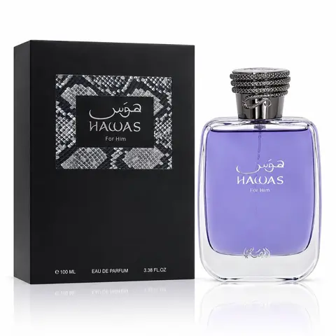Hawas for Men Eau de Parfum 100ml (3.4 oz) by Rassasi – Men Perfume Fragrance, Long Lasting Aquatic Men’s Perfume