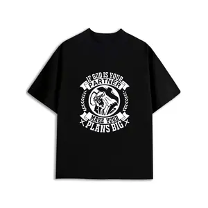 God Partner Big Plans Tee men Christianity graphic t shirts black 180G 100% Cotton New spring and fall printed T-shirts, fashionable and trendy expressing faith christian believers Comfortable outdoor activity clothing