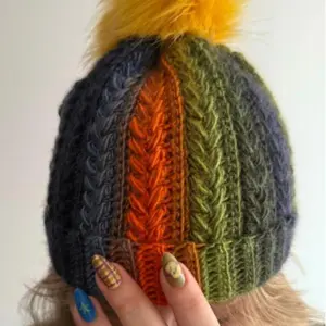 Crochet beanie-orange, green, blue