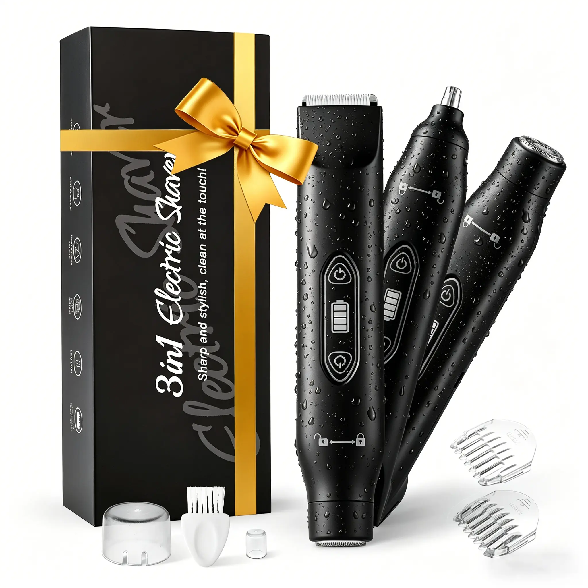 Teaifa 3-in-1 Electric Shaver for Women, Waterproof Bikini Trimmer with Stainless Steel Blades for Painless Hair Removal on Face & Body, Rechargeable, Includes Gift Box, Beauty Products, Womens Gifts, Biknini Trimmer, Abs, Attachment, Batteries, Waterproo