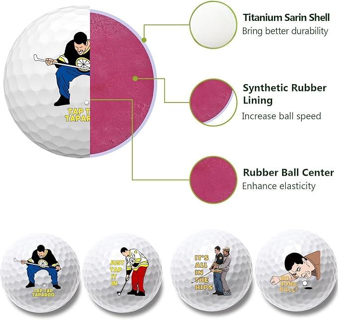 4 Pcs Funny Golf Balls for Men Adult Humor, Novelty Golf Practice Balls, Unique Golfer Gag Gift Set for Dad Husband Boyfriend, Funny Golf Gifts for Coworkers Golf Lovers