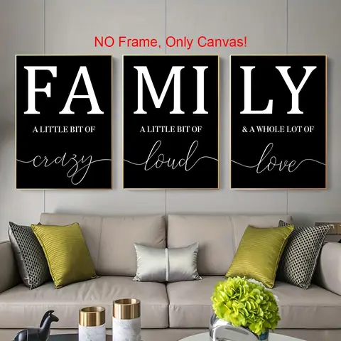 Family Themed Canvas Poster without Frame, 3 Counts/set Modern Simple Wall Art Painting, Wall Art Decor for Home Living Room Bedroom Office, Unframed Wall Art