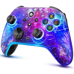 Pro Controller for  /OLED/Lite/ 2, 1200mAh Rechargeable  Controllers with 10 Colors LED & Cool Galaxy Nebula Design, Wake Up, Turbo, Vibration, Motion Control