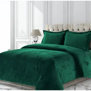 2pc Twin Venice Velvet Oversized Solid Duet Set Emerald Green - Tribeca Living