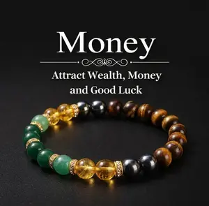 Money Bracelet for Women with Black Onyx and Tiger's Eye - Luck Bracelet - Attract Wealth, Abundance and Prosperity Daily Wear Aesthetic Jewelry Gift for Her