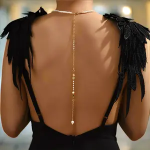 Pearls Bridal Back Necklace - Bridal Backdrop Necklace - Pearl Backdrop Necklace