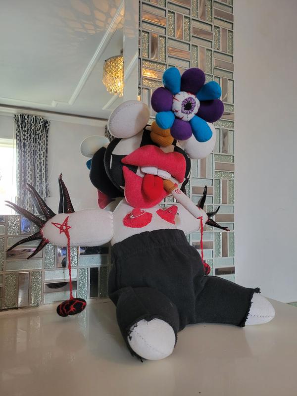 UknoW PERSONAL COLLECTION Hand Stitched Vintage Machine Worked 1945 Singer Cuddle Cushion Original Piece by LüCi Darkstar & LUCI FIRE LLC.