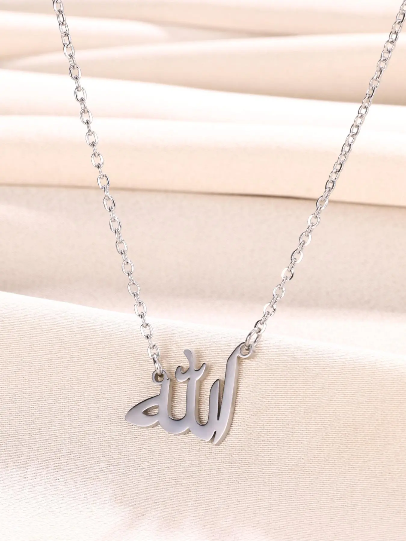 Arabic Alphabet Letter Pendant Necklace for Women & Girls, Stainless Steel Chain Jewelry for Party, Daily Clothing Decor, Trendy All-match & Exquisite Jewelry for Birthday Gift