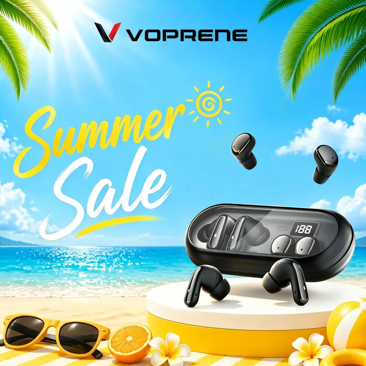 Voprene 2-Pack Wireless Invisible Earbuds, Ultra-Small Bluetooth In-Ear Headphones with Built-In Mic, Lightweight Audio Device, Sweatproof, Sleep-Friendly, Sport-Ready