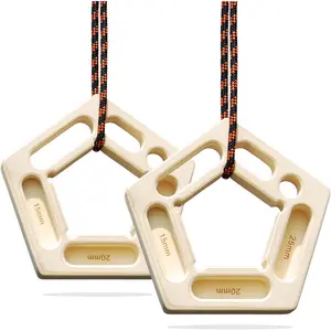 2 Pack Portable Lightweight Wooden Rock Climbing Hangboard Fingerboard for Bouldering, Finger Strength, Arm Workout and Pull-up Training