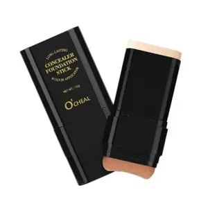 Face Foundation Stick, 2 in 1 Dual-Ended Long-Lasting Concealer Foundation Stick with Brush, Hydrating Contour Sticks Matte Korean foundation Full Coverage for Beauty Face Makeup