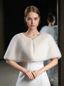 Women's Solid Color Faux Fur Trim Cape Shawl, Fitted Elegant Fashionable Cloak Coat for Party, Daily Clothing Decor, Trendy All-match & Exquisite Clothes Accessories for Gift, Womenswear