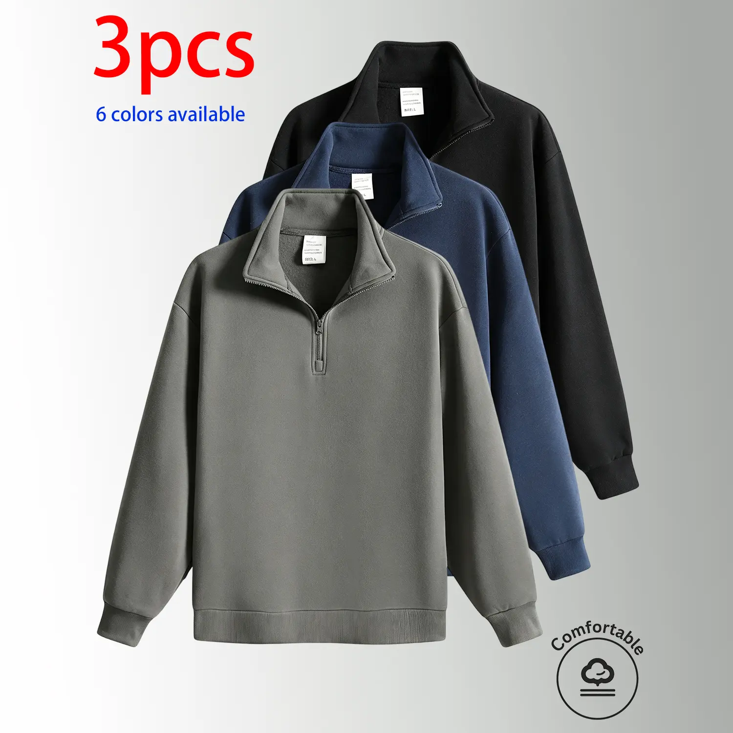 Dark gray + navy blue + black