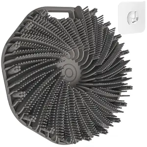 Silicone Body Scrubber Brush, Upgrade Super-Exfoliating Scrubber with Non-Slip Hand Strap for All Skin Types, Silicone Body Buffer for Use in with a Free Hook (Gray)ZAZK147