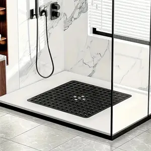 Non-Slip Square Shower Mat, Bathroom Floor Mat, with Massage Bubbles, Dual-Sided Anti-Slip Design, Quick Drainage, Perfect for Bathrooms & Kitchens