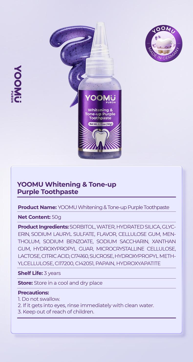 YOOMU 1 Light-Activated Purple Whitening Toothpaste Purple Diamond Brightening, Fresh & Comfortable