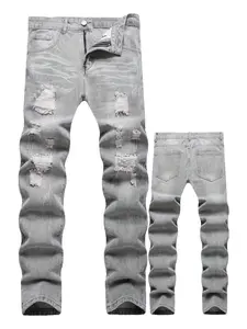 Men's Jeans Grey Streetwear Denim Pants Casual Trousers Fashion Breathable And Comfortable Classic Men's Clothing Suitable For All Seasons