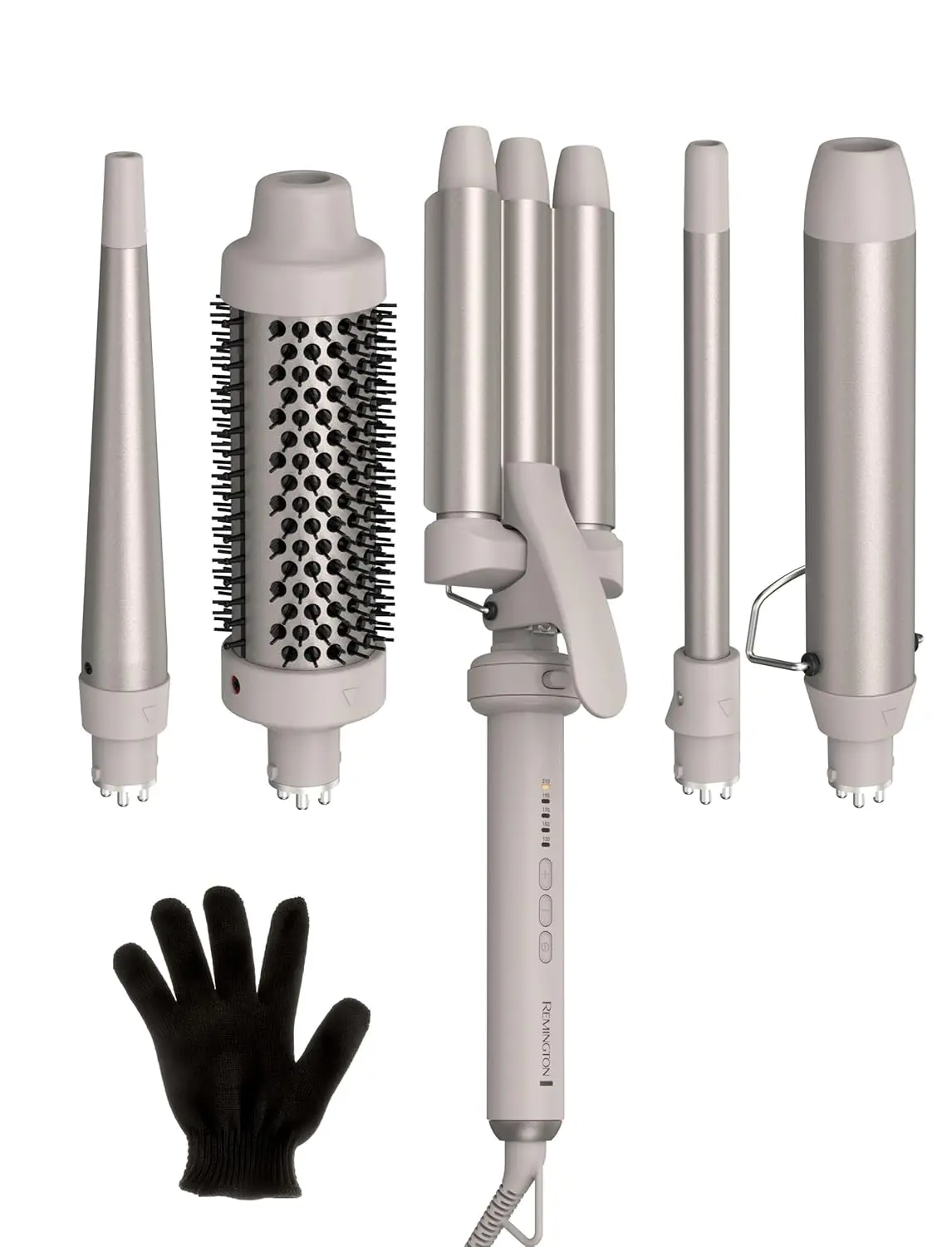 Remington 5-in-1 Curling Wand Set – Interchangeable Ceramic Curling Iron for Beach Waves, Loose & Tight Curls, Multi Styler Hair Tool, Fast Heat, Salon Results at Home