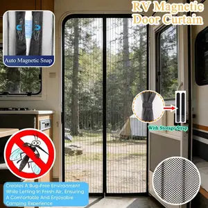 1pc RV Magnetic Screen Door, Easy Installation, Ventilated, Mosquito Proof, Auto Closing, Storage Strap, for Campers, Trailers, Rvs