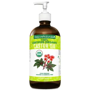 USDA Certified Organic Castor Oil - 16oz Glass Bottle USDA Certified Organic Castor Oil - 16oz Glass Bottle