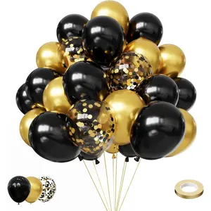 Black and  Balloons, 60 count  and Black Balloons, Black  Confetti Latex Balloons with 12in for Birthday, Wedding,  Shower, Graduation Party Decorations