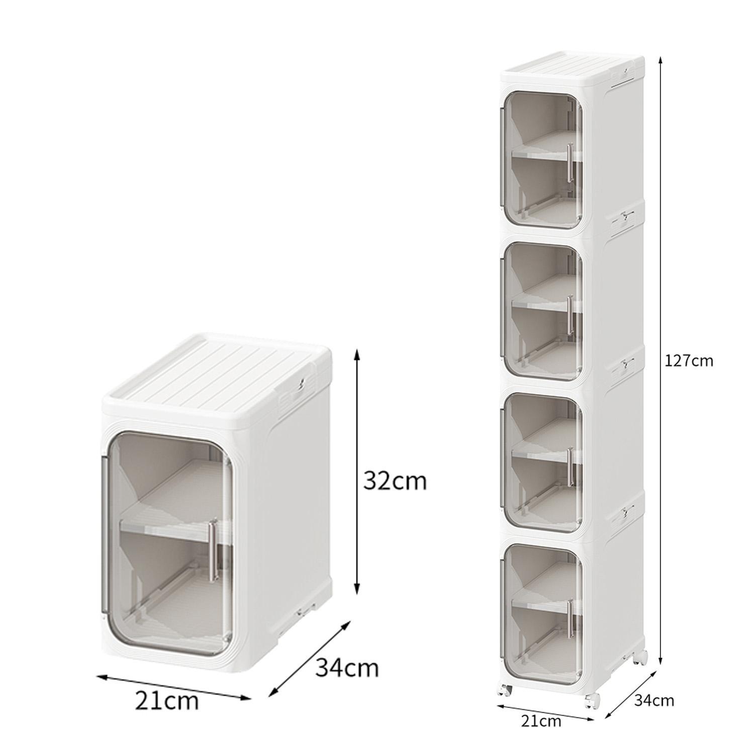 Black White Slim Storage Cabinet No Installation Foldable Movable With Wheels Magnetic Door Transparent Waterproof Dustproof Kitchen Bathroom Bedroom Large Capacity Organizer Black White Slim Storage Cabinet No Installation Foldable Movable With Wheels Magnetic Door Transparent Waterproof Dustproof Kitchen Bathroom Bedroom Large Capacity Organizer