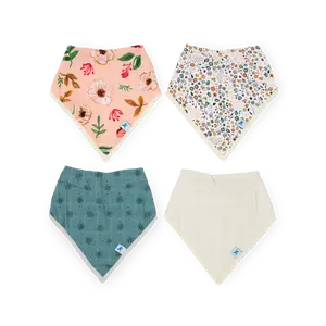 Cotton Muslin + Fleece Bandana Bib 4 Pack - Vintage Floral