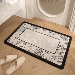 Thickened Alga Mud Bath Mat, Home Supplies, Elegant Vintage Style, Bathroom Decorative Mat, Non-Slip Rubber Bottom, Quick Drying, Soft Comfortable, Suitable for Bathroom Shower Toilet