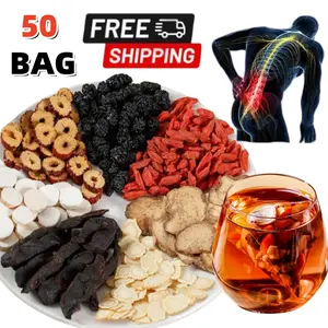 50BAG Kidney Tea Formula Ginseng Five Treasure Tea, Natural Ginseng Red Date Mulberry Chinese Herbal Tea for Men Women, Organic Kidney Cleanse Detox Tea