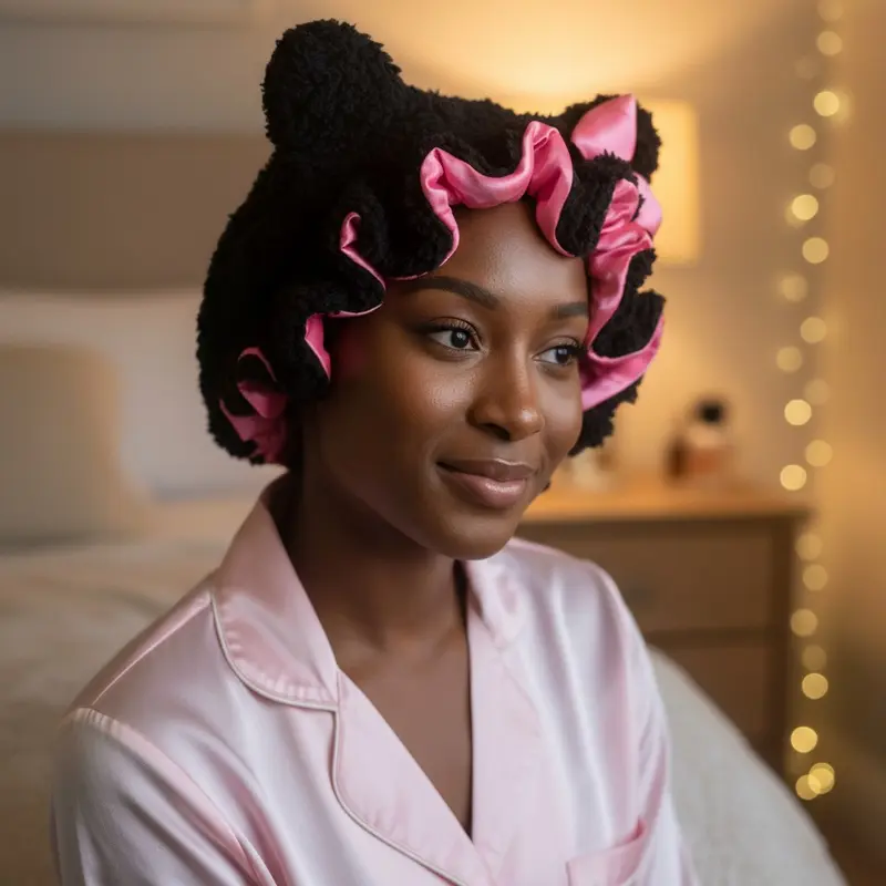 Luxury Teddy Bonnet Black and Pink
