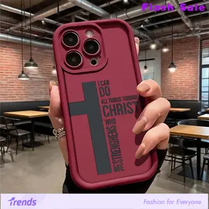 Faith Cross Bible Verse Christian Phone Case for iPhone 17 16 15 14 Pro Max 13 12 11 Air XR XS Plus Shockproof Anti Drop Protective Durable TPU Cover Christmas Protection Suitable for Samsung S24 FE