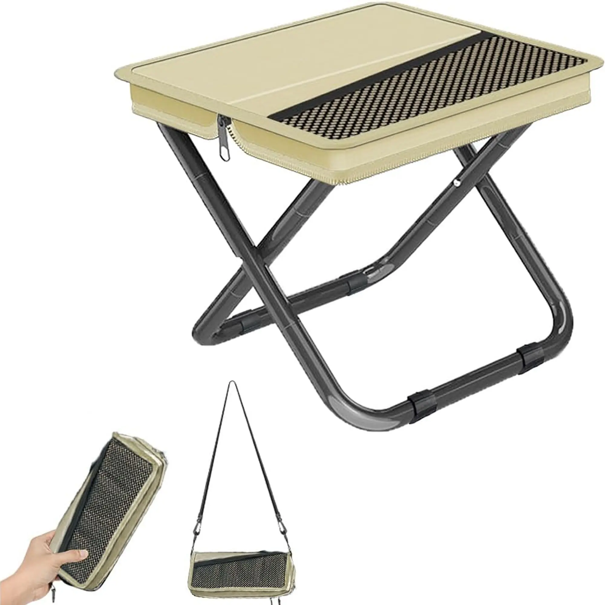 A folding stool for outdoor use, suitable for outdoor trips, outdoor gatherings, and outdoor fishing.