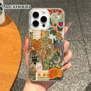 Magnetic Coquette Case for iPhone 17 16 E Pro Max 15 Plus 14 13 12 11 XS XR, Pastel Boho Floral Collage Art Design | Shockproof, Girly, Stylish, Silicone, and Trendy Protection