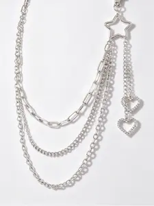 1pc Heart Star Pendant Belt, Punk Hip Hop Pants Chain, Heart Design Chain, Plain Style Waistchain, All Seasons Fashion Accessory, Unisex Jewelry, Western Jewelry, Shiny Chain
